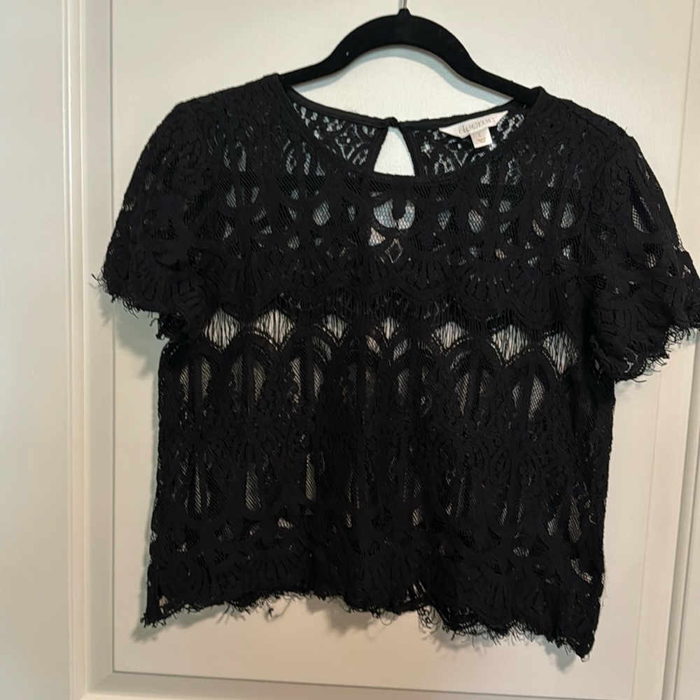 Black Lace Crop Top - Large